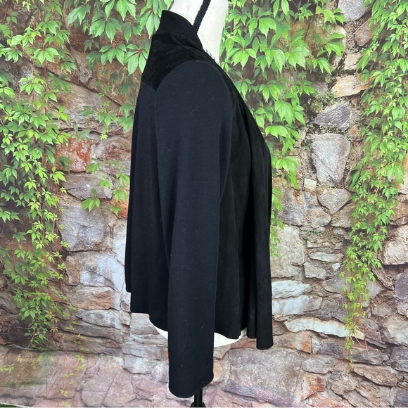 ALICE + OLIVIA Black Soft Shell Lamb Leather Trimmed Jacket, XL - Picture 5 of 10